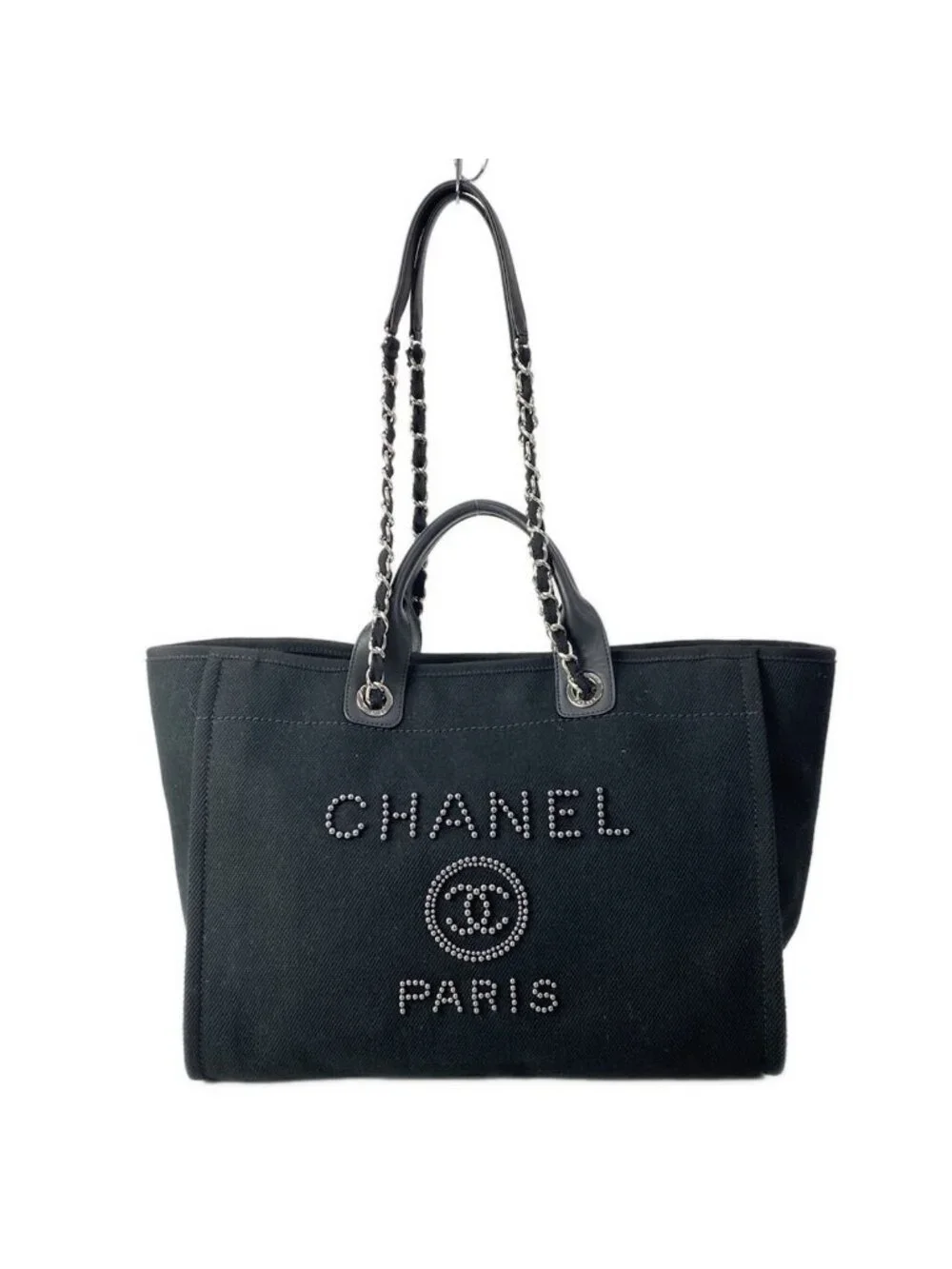Chanel Tote Deauville Line GM Black Chain Shoulder Leather